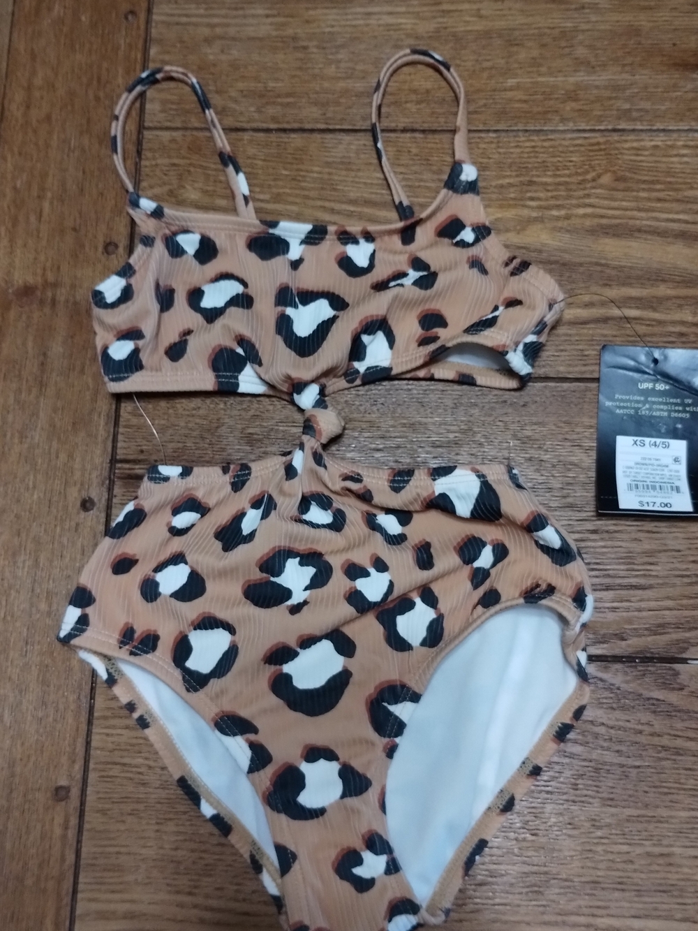 art class Tan Leopard Print Two-Piece Kids Swim Set